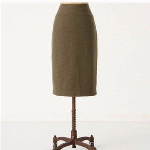 Anthropologie Soeurs Textured Pencil Skirt Green 8